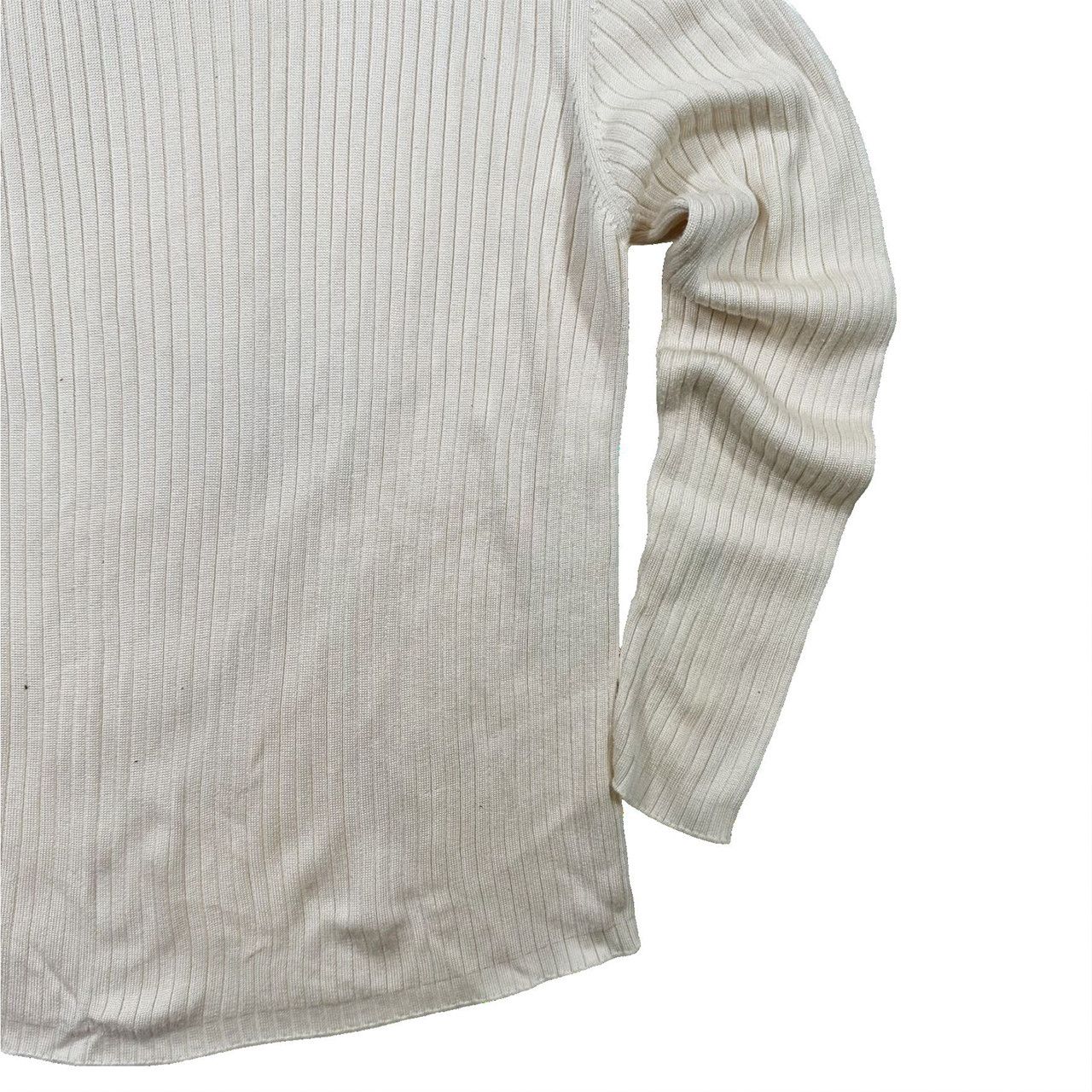 Vintage Vintage 90s Beige Ribbed Mock Neck Sweater Size US S / EU 44-46 / 1 - 3 Thumbnail