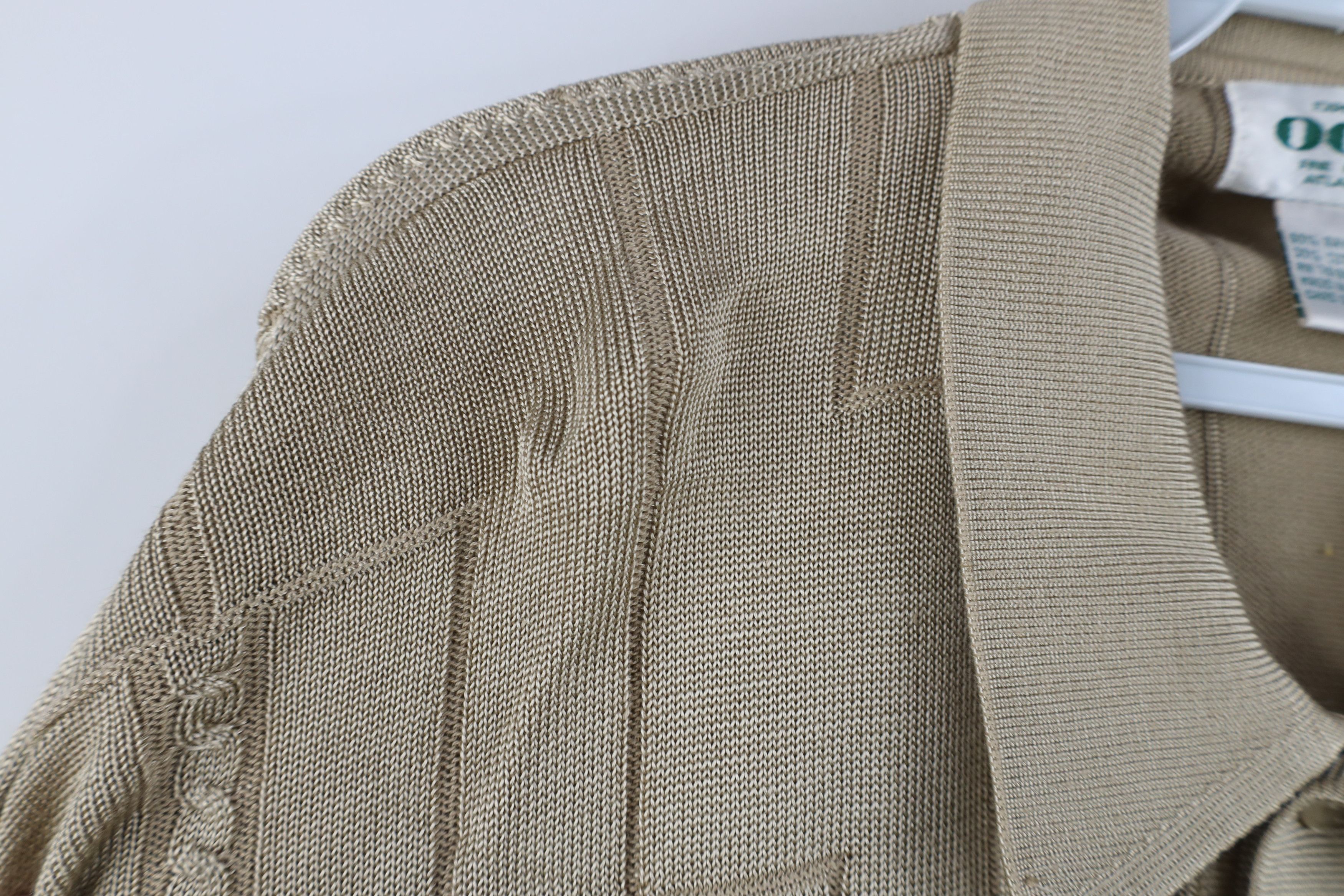 Vintage Vintage 90s Streetwear Cable Knit Collared Sweater Gold Size US XXL / EU 58 / 5 - 5 Thumbnail