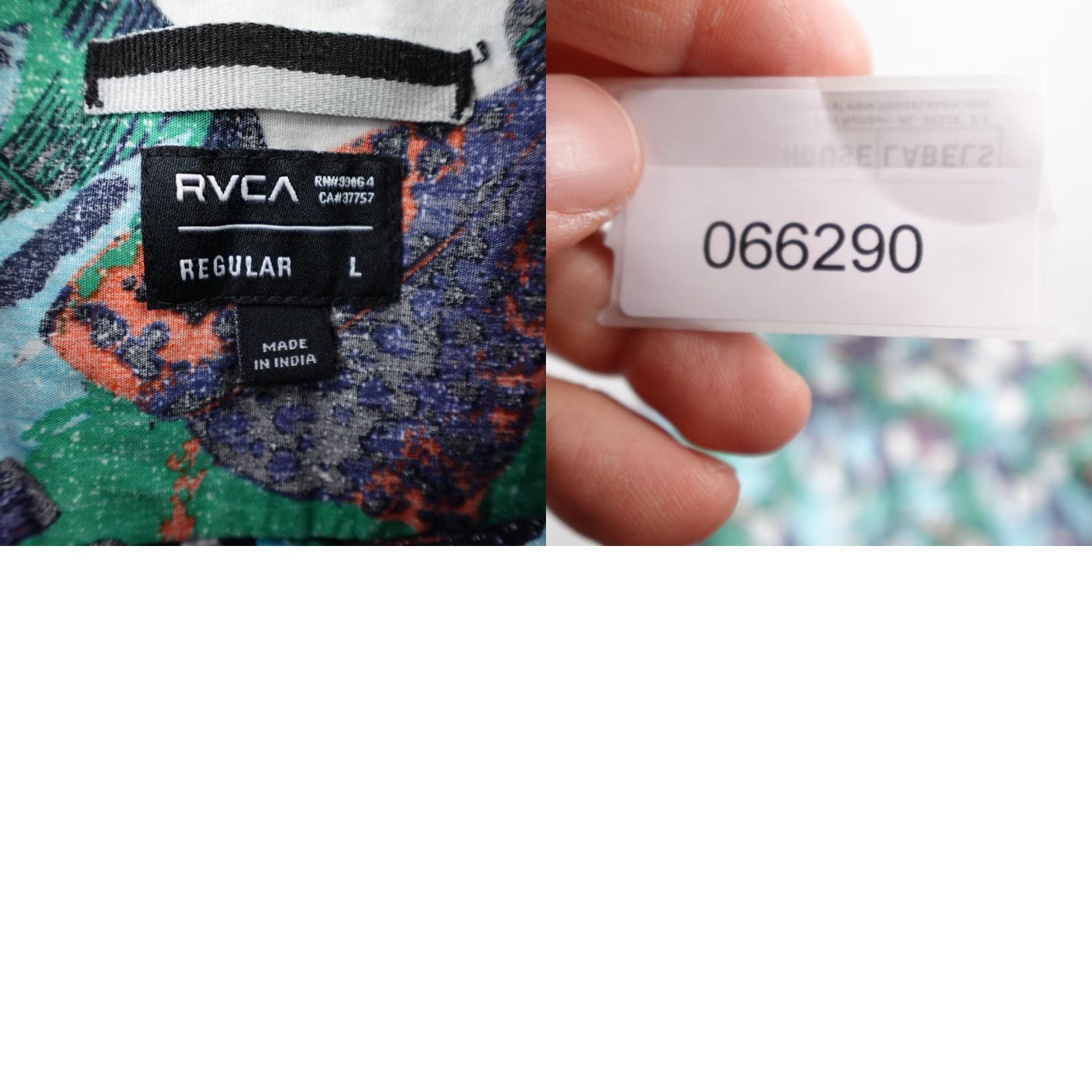 RVCA VINTAGE RVCA Shirt Mens Large White/Green/Blue Hawaiian Reverse Print Jungle Aloha Surf Size US L / EU 52-54 / 3 - 8 Thumbnail