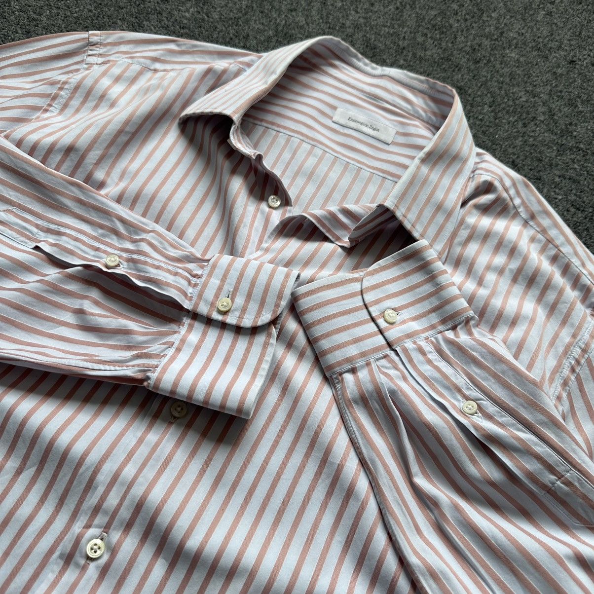 Ermenegildo Zegna Luxury 46/18 Ermenogildo Zegna Stripped Shirt Button Up XXL Size US XL / EU 56 / 4 - 14 Thumbnail