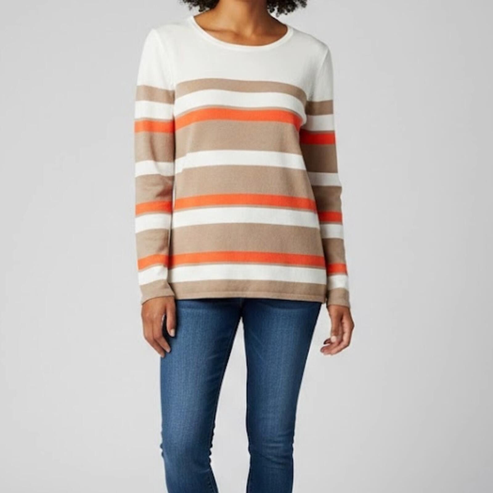 Other Cupio Tan White Striped Sweater Top Womens Medium Size M / US 6-8 / IT 42-44 - 2 Thumbnail