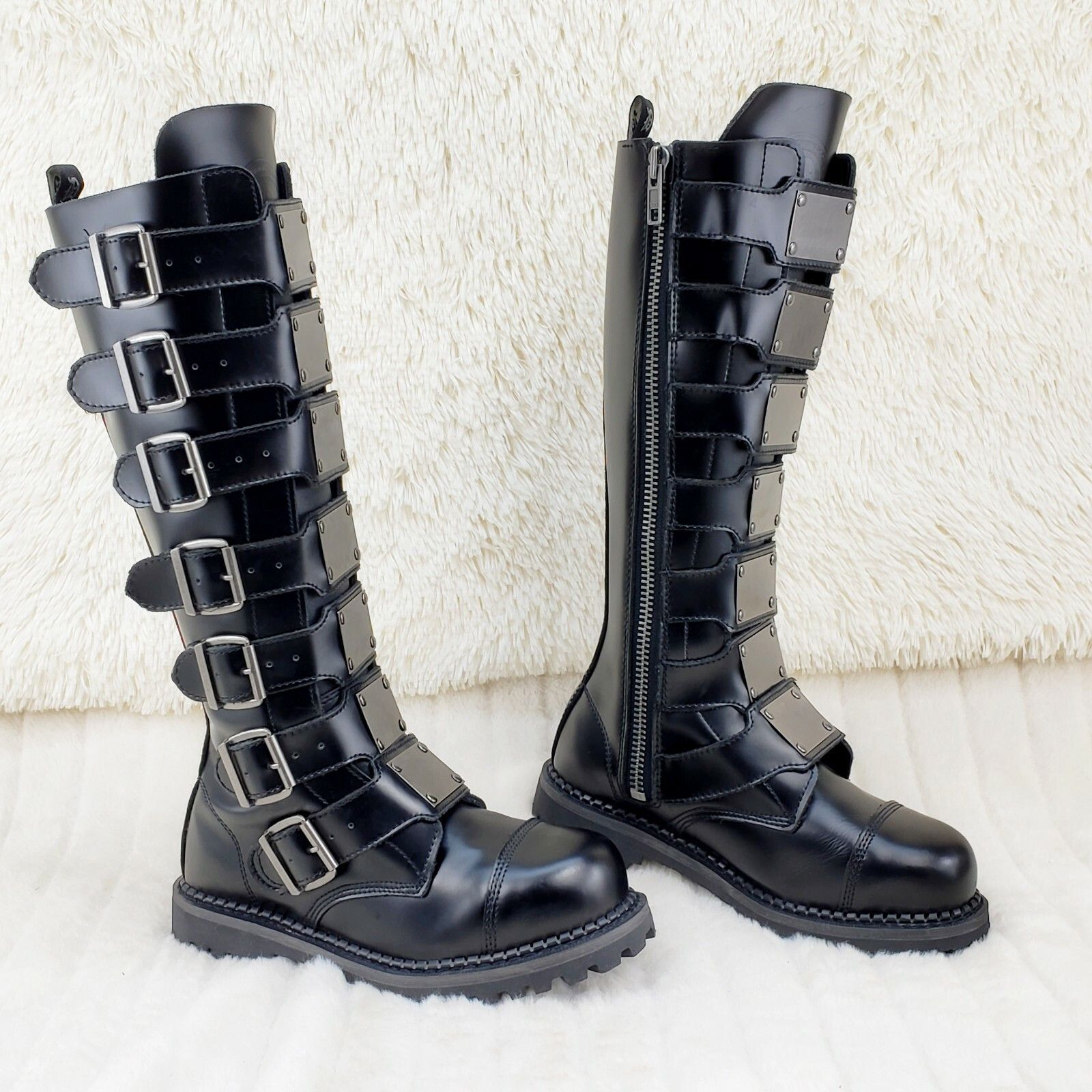 Other DEMONIA Riot 21 Goth Combat Biker Steel Toe Boots Black Leat Size US 7 / EU 40 - 2 Thumbnail