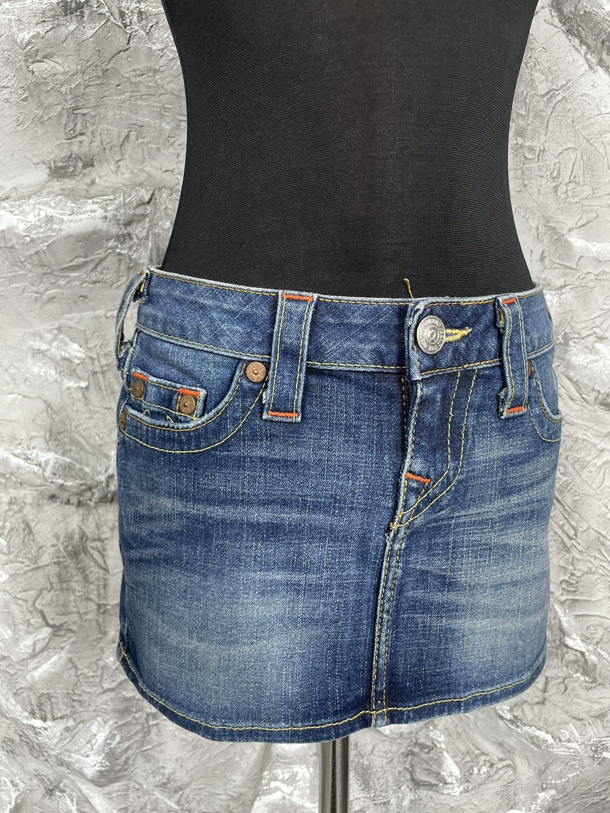 Miss Sixty × True Religion True Religion Y2K Mini Denim Skirt Made in USA Size 25" / US 0 / IT 36 - 6 Thumbnail