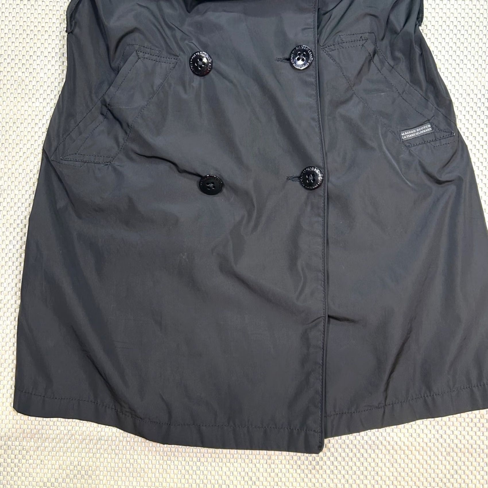 Maison Scotch Maison Scotch Trench Coat Lightweight Double Breasted Black Rain Jacket Petite Small Womens Size XXS / US 00 / IT 34 - 3 Thumbnail