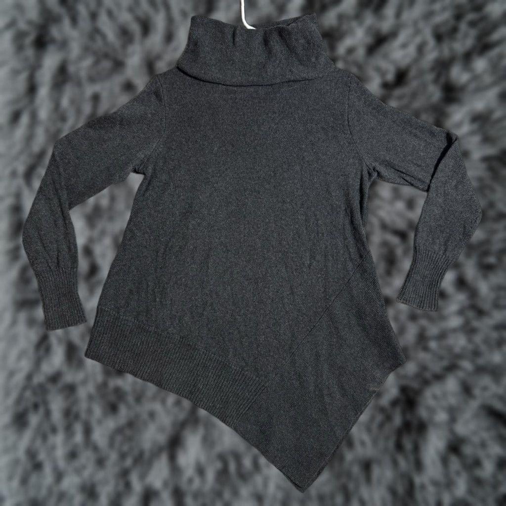 Vintage Stylus Sweater Womens Medium Gray Asymmetrical Turtleneck Lagenlook Chic Pullover Warm Casual Knit Shirt? Size M / US 6-8 / IT 42-44 - 1 Thumbnail