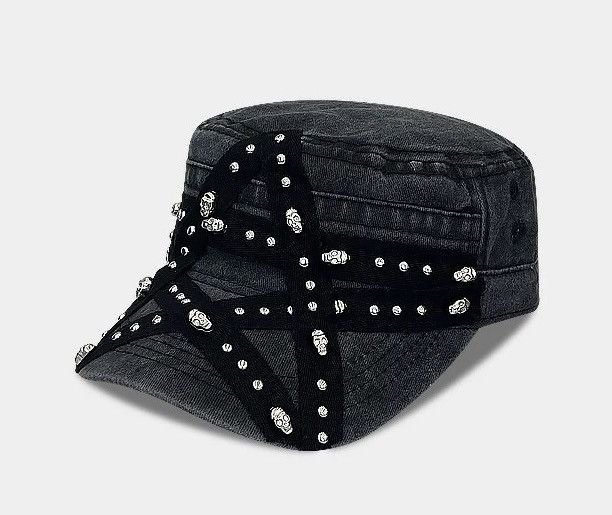 Japanese Brand Utility grunge faded skull studded star y2k military cap hat Size ONE SIZE - 5 Thumbnail