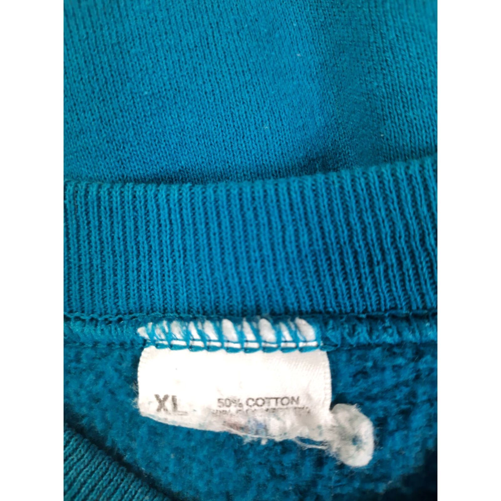 Fruit Of The Loom VINTAGE 90s Blue Raglan Sweatshirt 50/50 Large 1990s Cotton Polyester Fruit of the Loom Crew Neck Unisex Adults Sweatshirt Size US L / EU 52-54 / 3 - 2 Thumbnail
