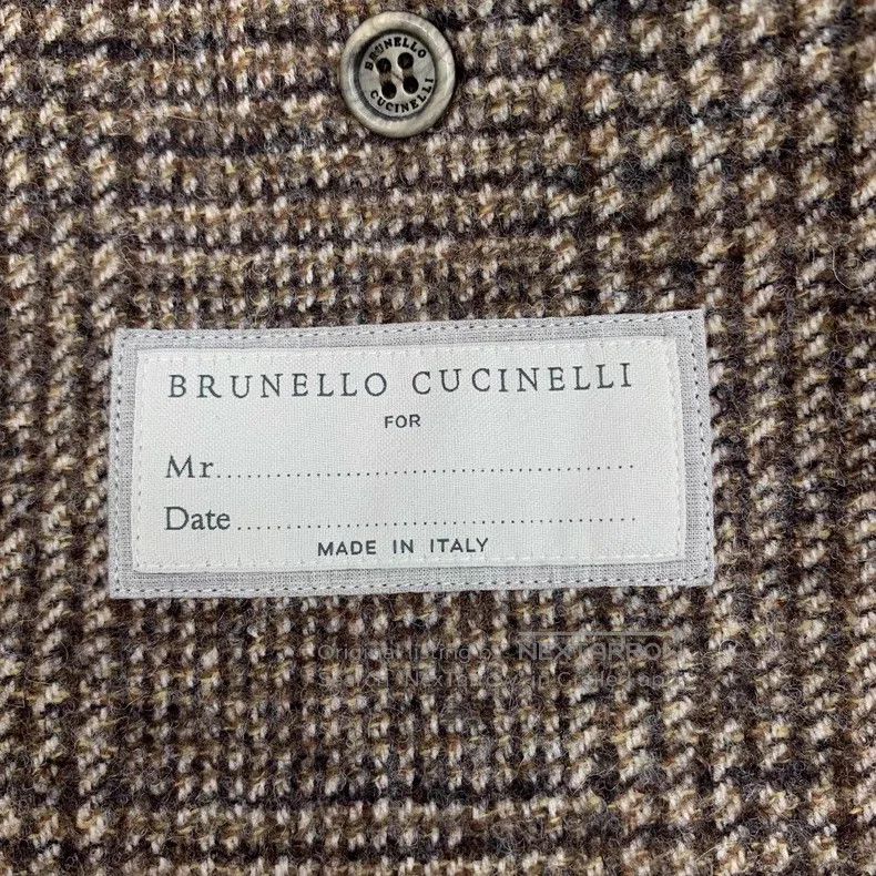 Brunello Cucinelli Brunello Cucinelli Caramel houndstooth wool collar single- Size 46R - 5 Thumbnail