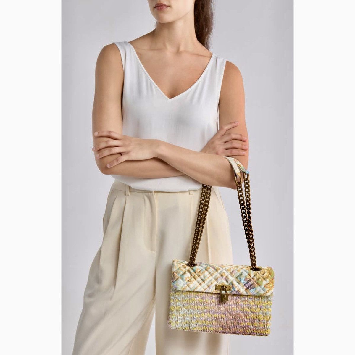 Kurt Geiger Kurt Geiger London Brixton Mixed Media Tweed Shoulder Bag Size ONE SIZE - 6 Thumbnail