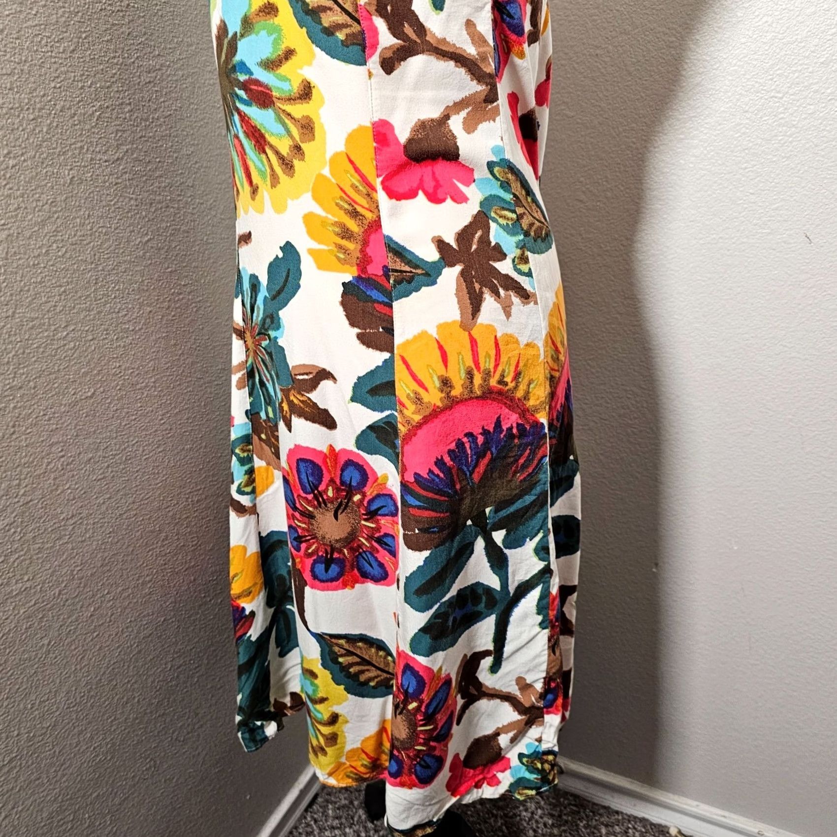 Lucky Brand Lucky Brand Dress Maxi Floral Sleeveless Scoop Neck Beige S Womens Dress, Casual, Wedding, Party, Floral Pattern, Slimming, Cotton Blend Size S / US 4 / IT 40 - 3 Thumbnail