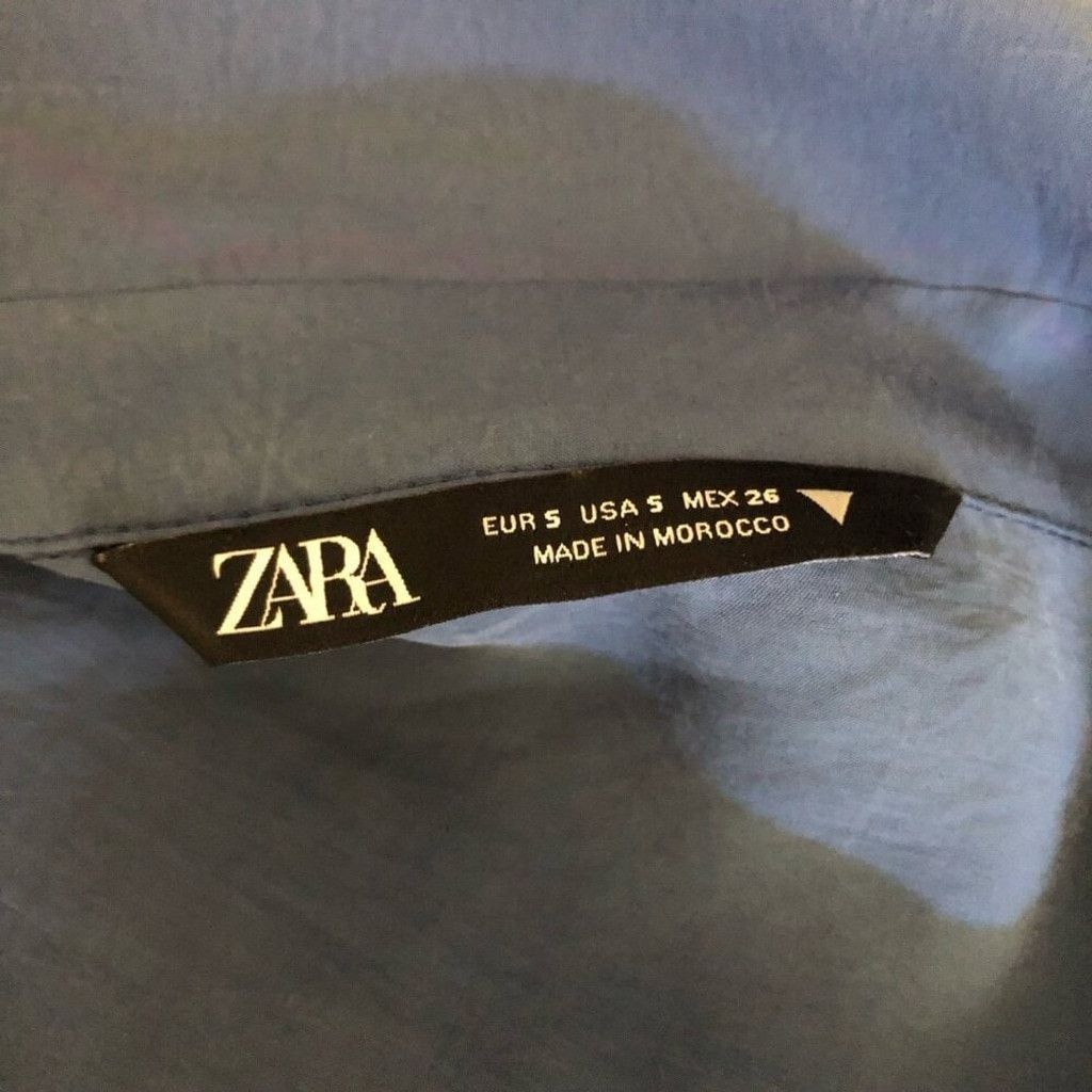 Zara NWOT Zara Cropped Blouse Elastic Waist Blue long sleeves S Size S / US 4 / IT 40 - 11 Thumbnail