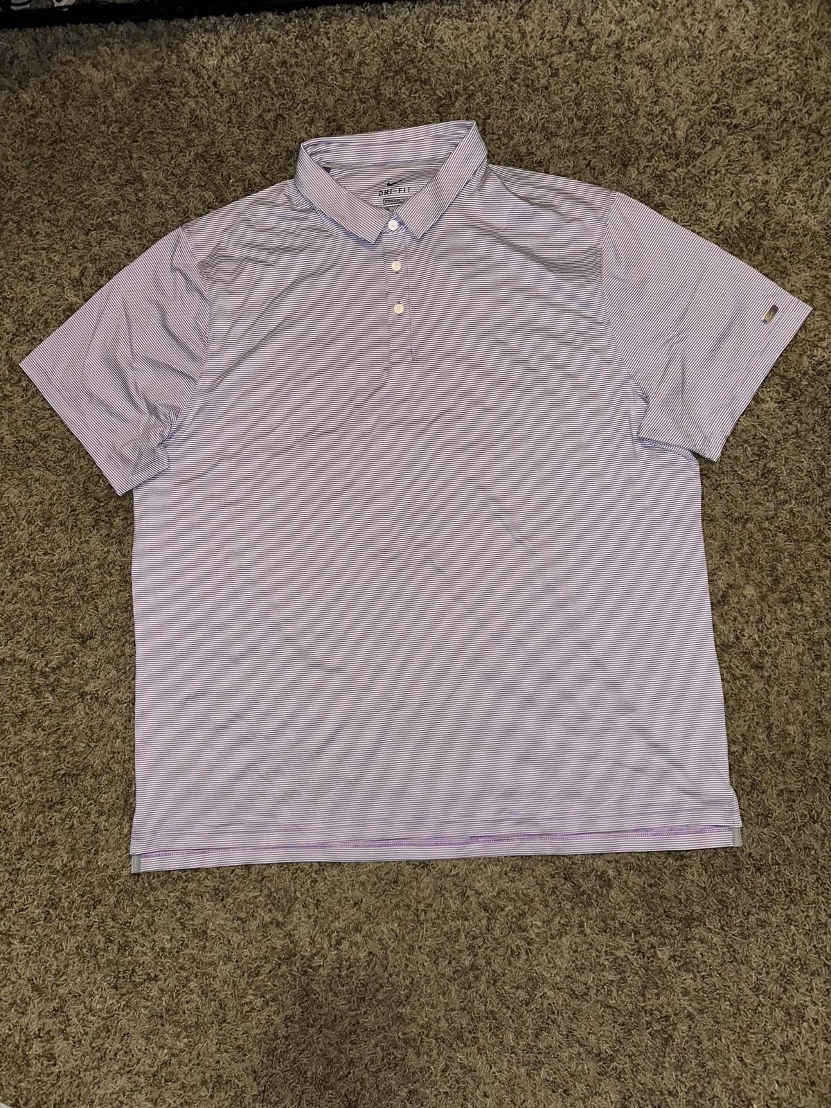 Nike Dri-FIT Player Plum/White Striped Golf Polo Shirt