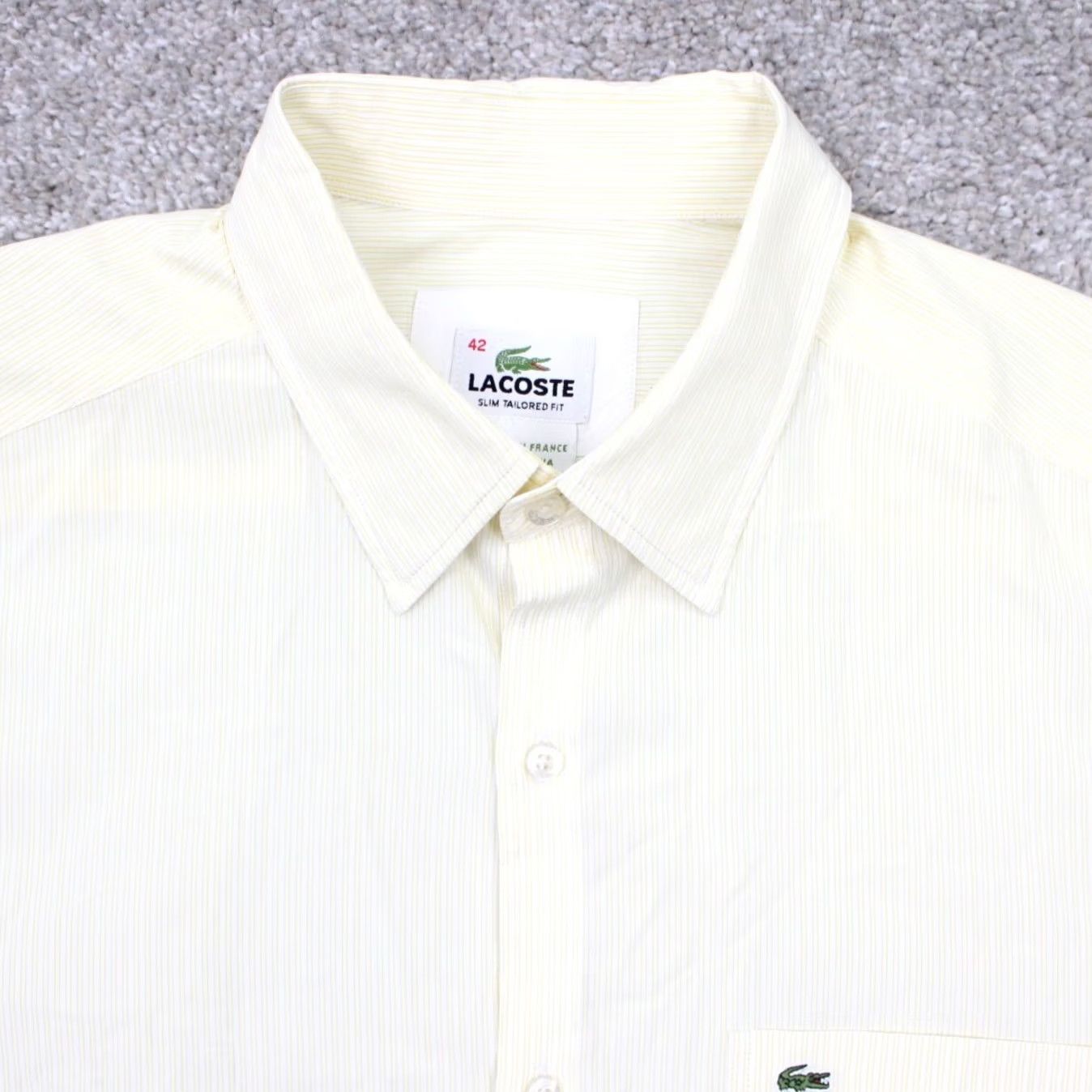 Lacoste Lacoste Button-Up Shirt Mens 42 Yellow Cotton Long Sleeve Collared L/S Poplin Plaid Classic Preppy Sportswear Size US XL / EU 56 / 4 - 6 Thumbnail