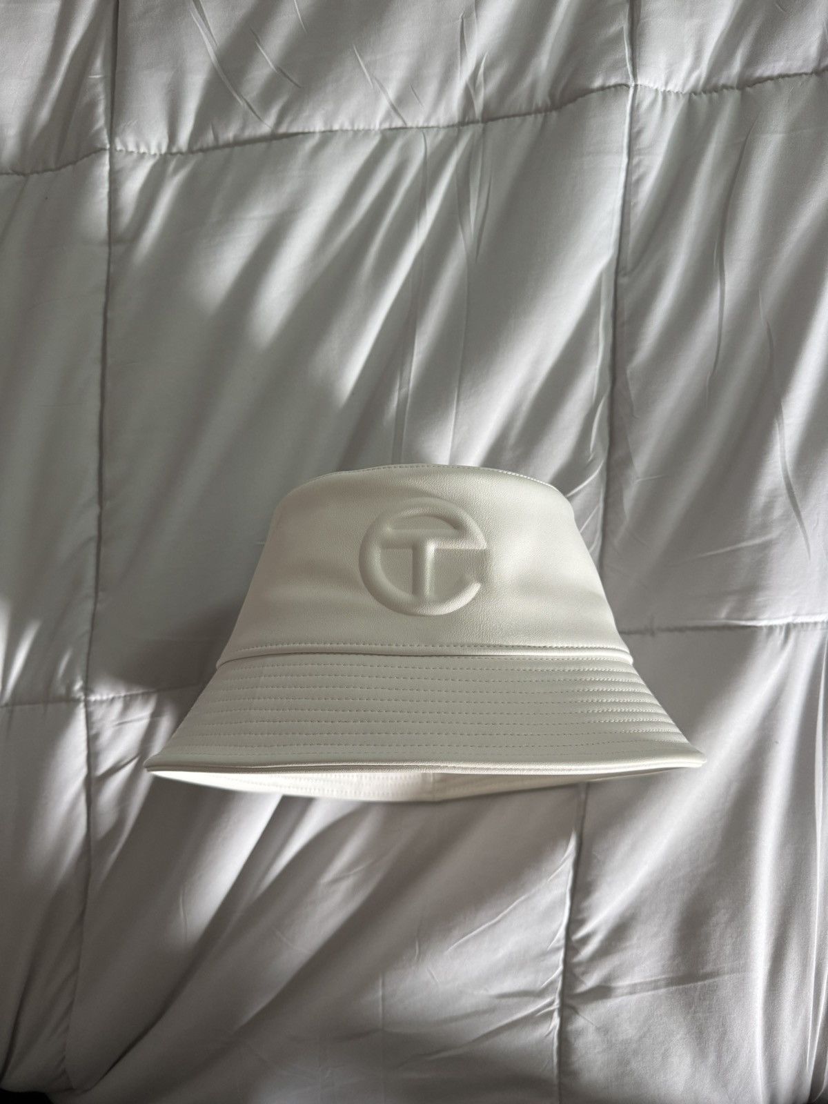 Telfar Gray and Cream Bucket Hat Logo Embossed Hat - Silver main image 3