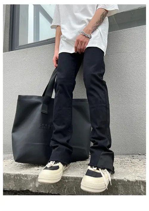 Japanese Brand × Vintage Y2K Black Flared Baggy Leg Jeans Size US 31 - 2 Thumbnail