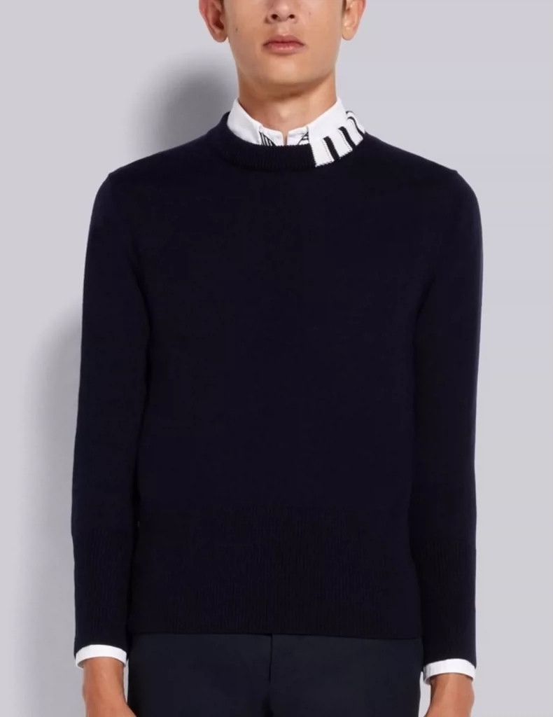 Thom Browne Thom browne Rare dark blue collar four-bar sweater 2504-Nex Size US XXL / EU 58 / 5 - 6 Thumbnail