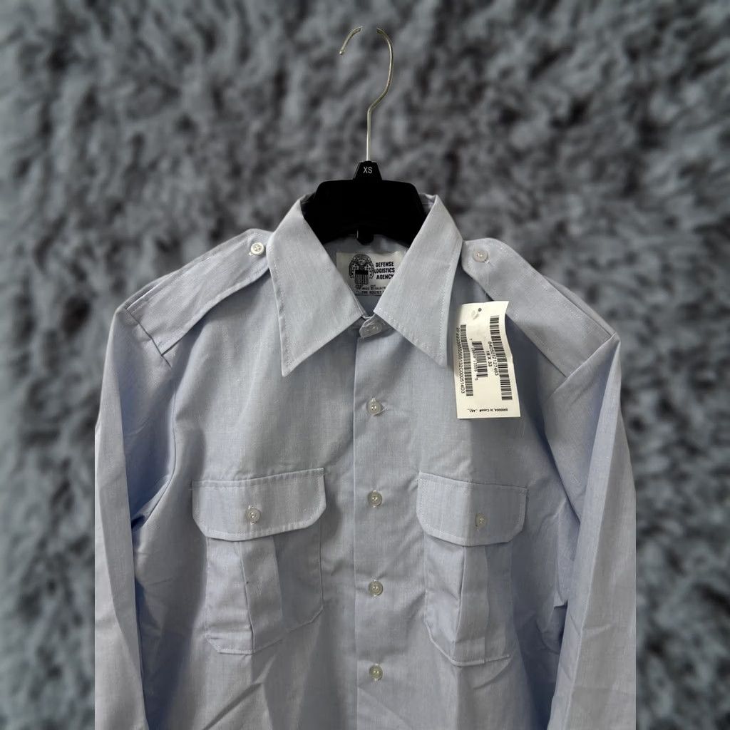 Vintage U.S Military Shirt Mens 16 X 33 Blue Defense Logistics Agency Dress Shirt L/S Size US L / EU 52-54 / 3 - 1 Thumbnail