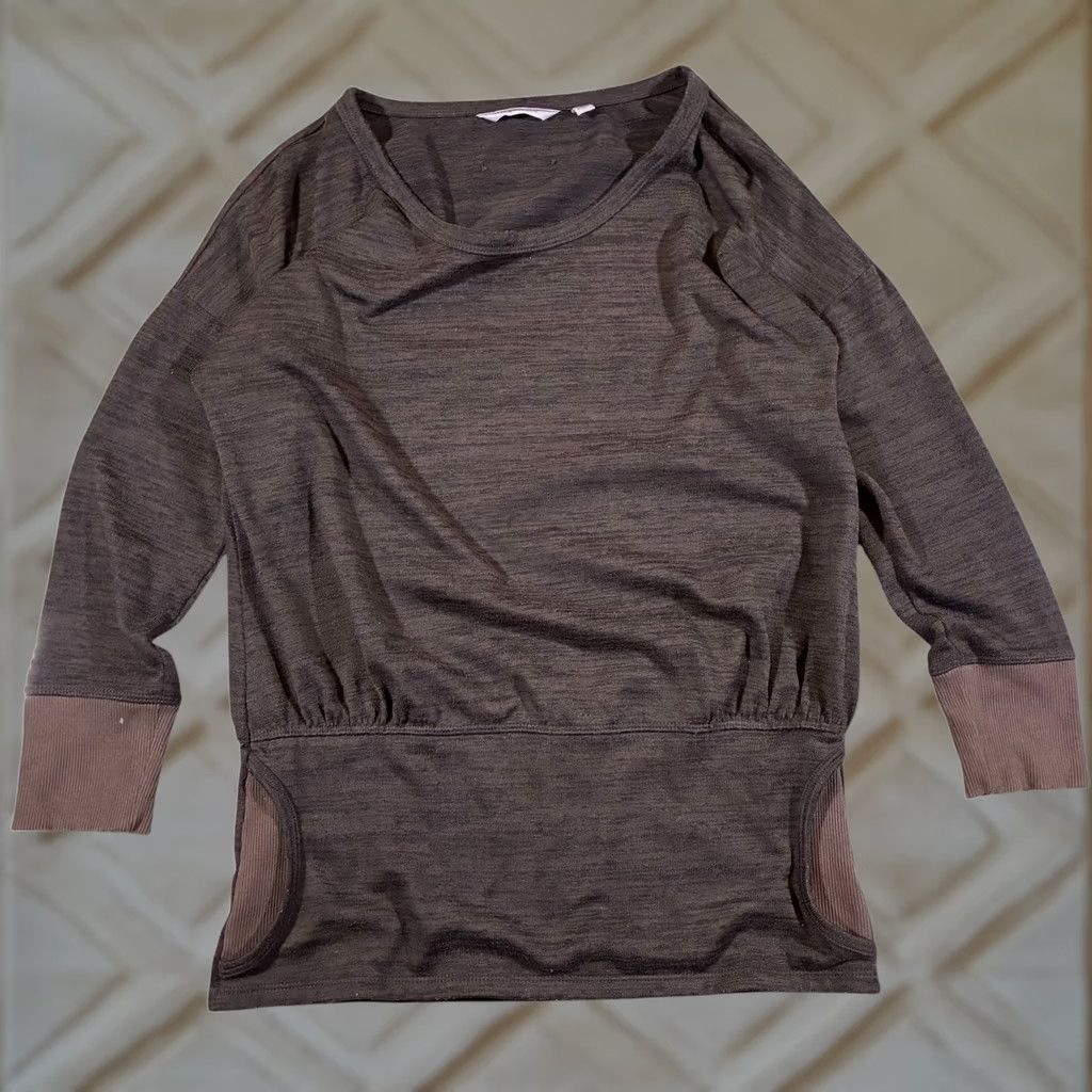 Athleta Athleta XXS Heathered Charcoal 3/4 Sleeve Top with Pockets Cinched Waist Size XXS / US 00 / IT 34 - 1 Thumbnail
