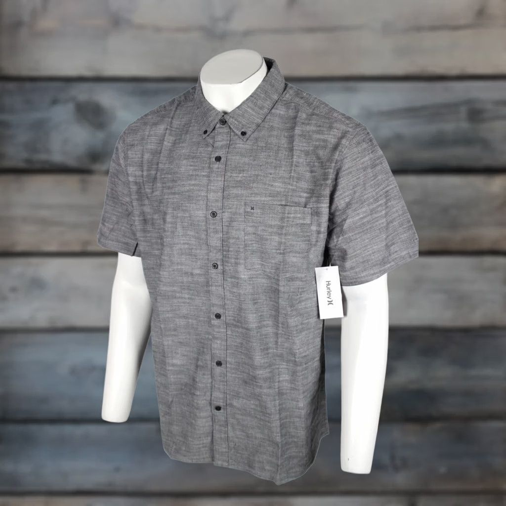 Hurley Hurley Men's One & Only 2.0 Button Shirt Short Sleeve XXL Chambray Gray Black Size US XXL / EU 58 / 5 - 1 Thumbnail