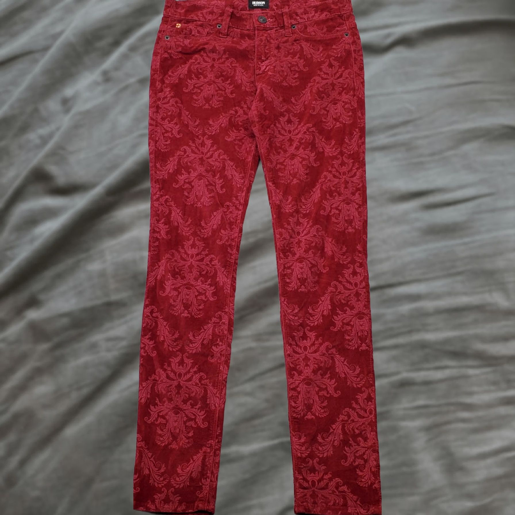 Hudson Hudson Jeans Womens 26 Multi Wine Paisley Cotton 5-Pockets Skinny Leg USA Made Shirt Size 26" / US 2 / IT 38 - 1 Thumbnail