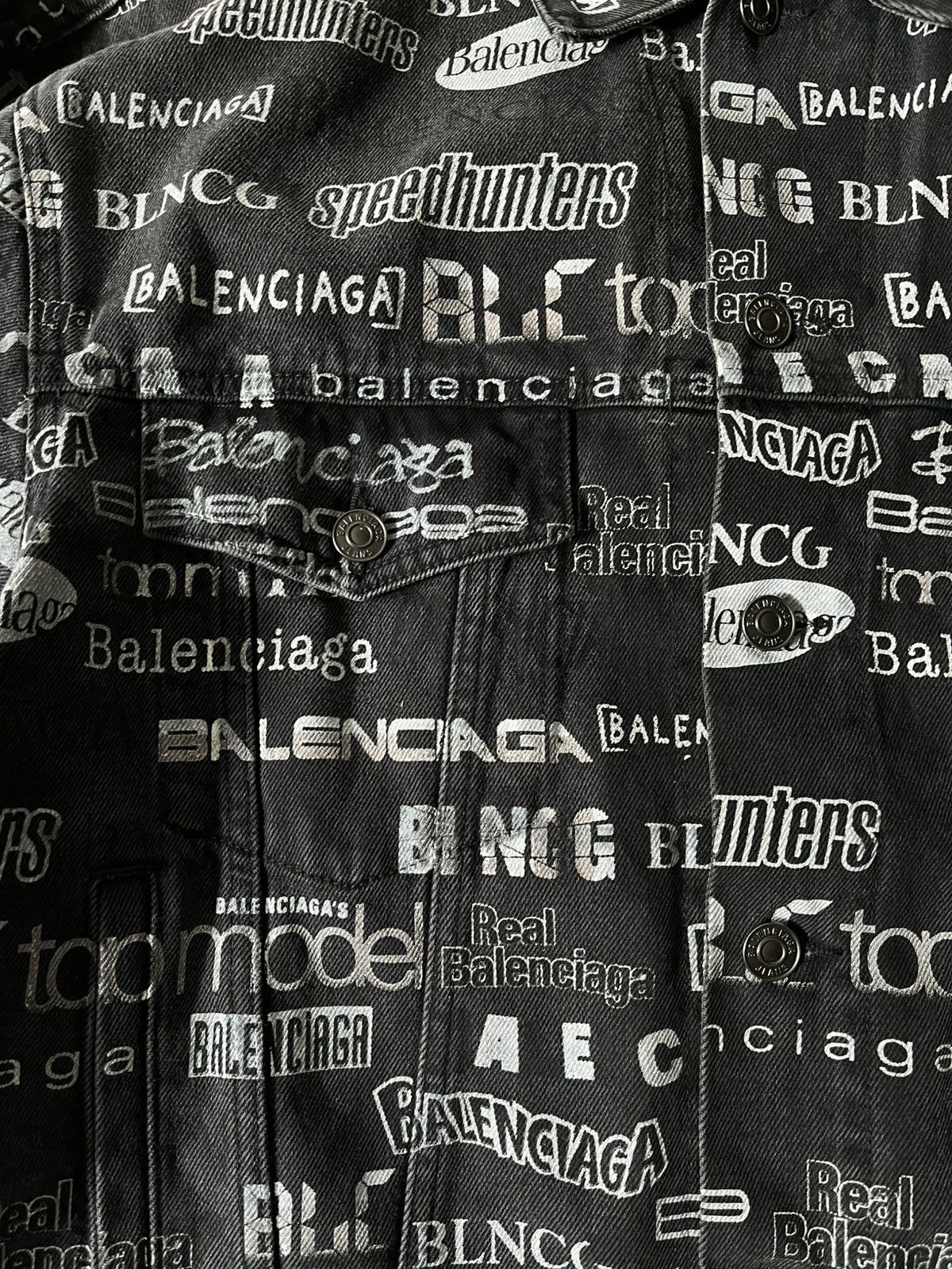 Balenciaga Balenciaga denim jacket all over print black white monogram Size US L / EU 52-54 / 3 - 5 Thumbnail