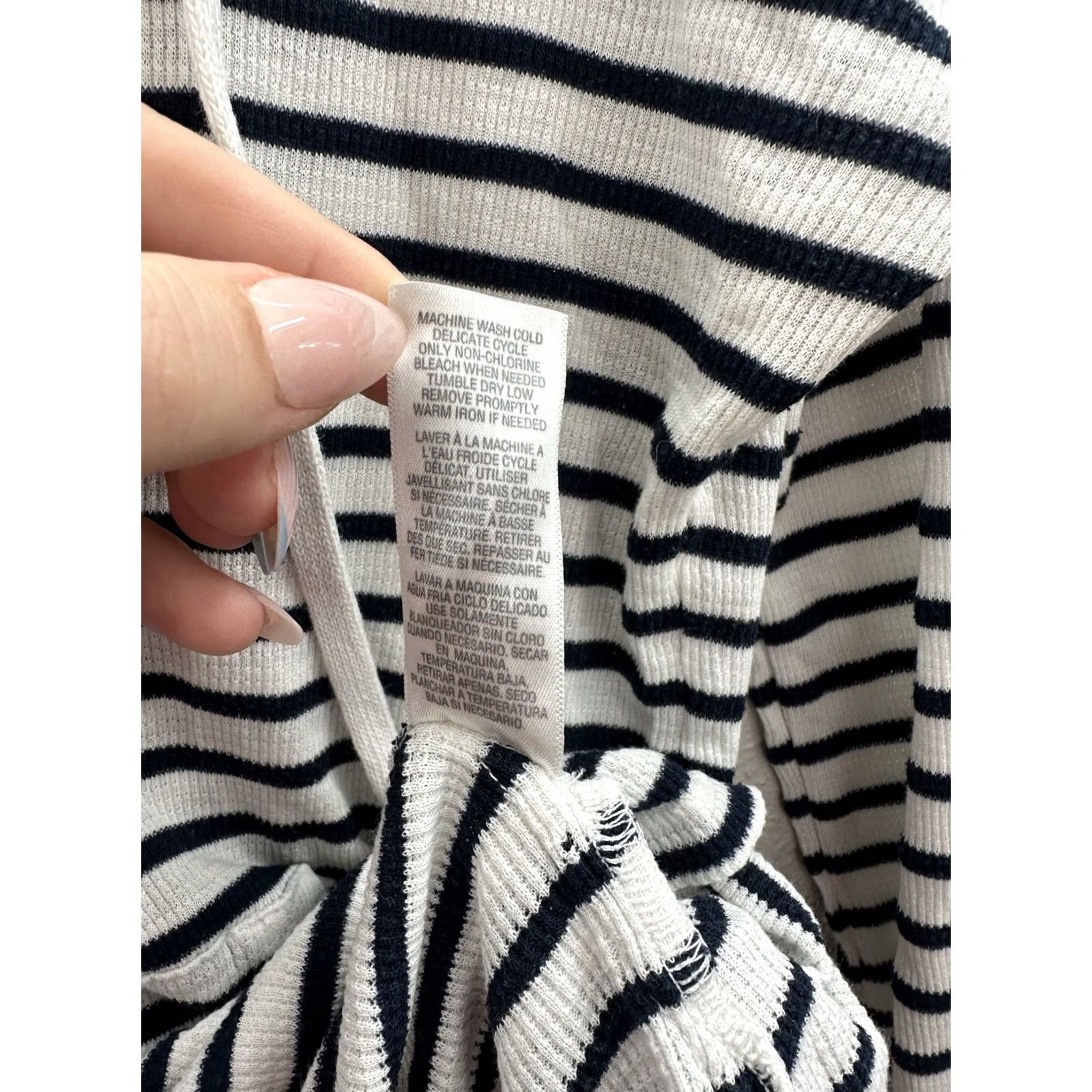 Splendid Small White Black Striped Long Sleeve Hooded Thin Womens Shirt Splendid Size S / US 4 / IT 40 - 7 Thumbnail