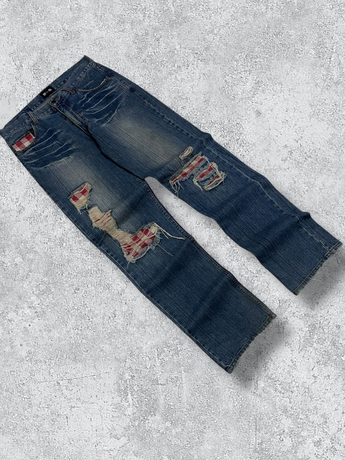 Japanese Brand Vintage Japan Designer 90’s Nylaus Grunge Patchwork Denim Size US 34 / EU 50 - 2 Thumbnail