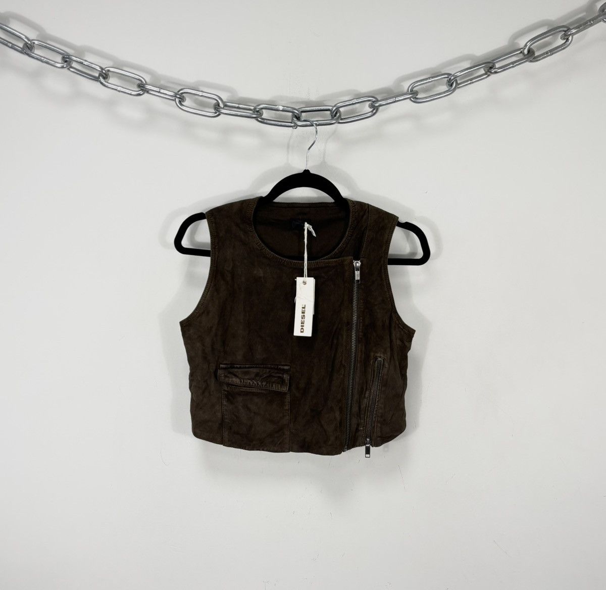 Diesel Diesel L-Zoe NWT Women’s Brown Suede Goat Leather Vest Gilet Size S / US 4 / IT 40 - 1 Thumbnail