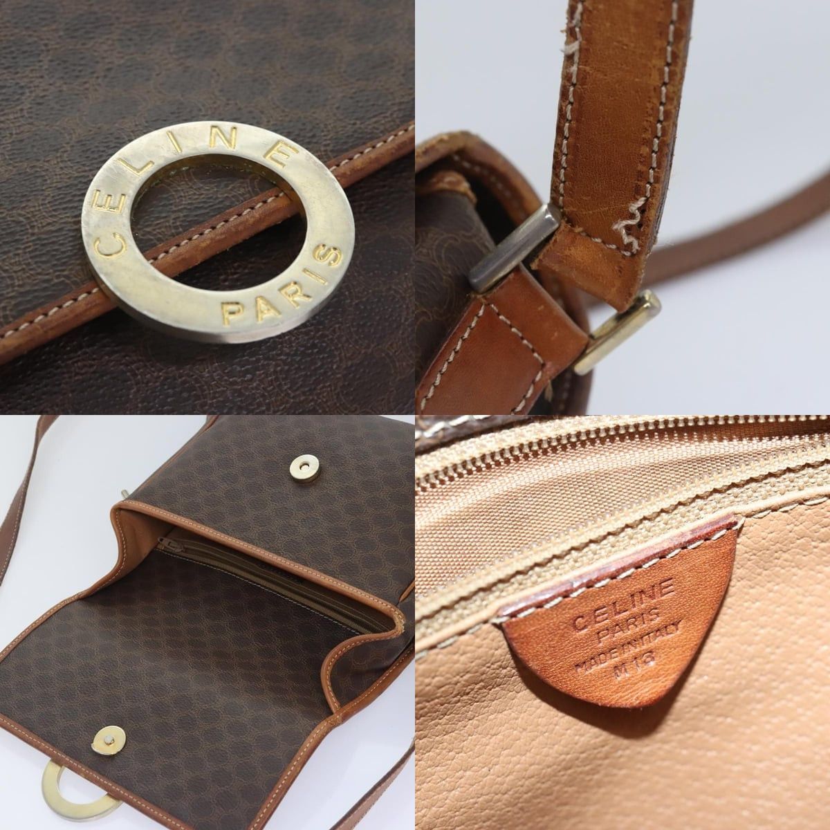 Celine CELINE Macadam Canvas Shoulder Bag Pvc Leather Brown Gold Size ONE SIZE - 11 Thumbnail