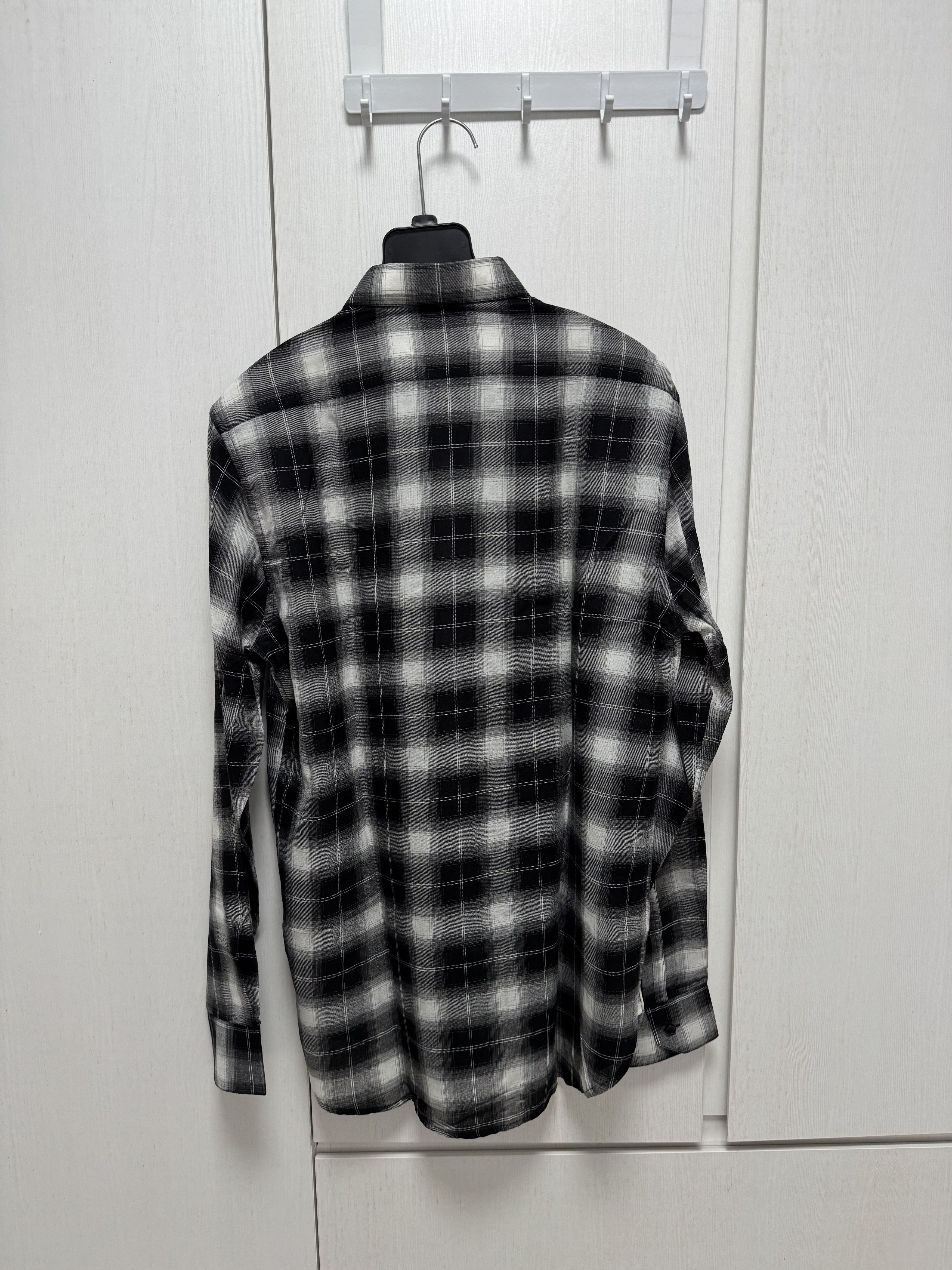 Saint Laurent Paris AW15 Hedi Slimane Black White Plaid Shirt Size US M / EU 48-50 / 2 - 2 Thumbnail