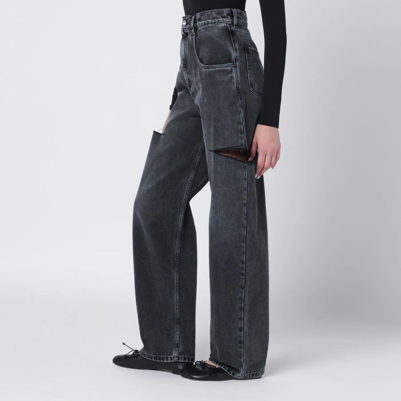 Maison Margiela o1d2blof0426 Side Rips Jeans in Black Size 27" / US 4 / IT 40 - 3 Thumbnail