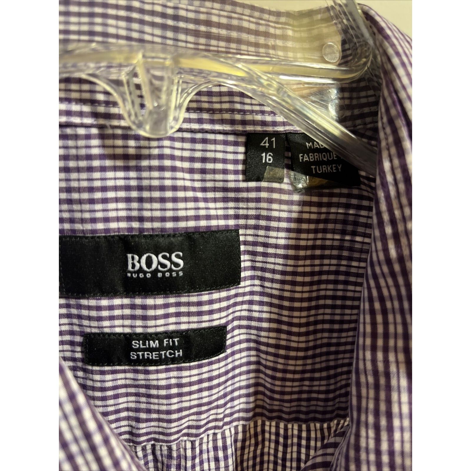 Hugo Boss Hugo Boss Men’s 16 41 Purple Check LS Slim Fit Cotton Shirt Size US L / EU 52-54 / 3 - 3 Thumbnail