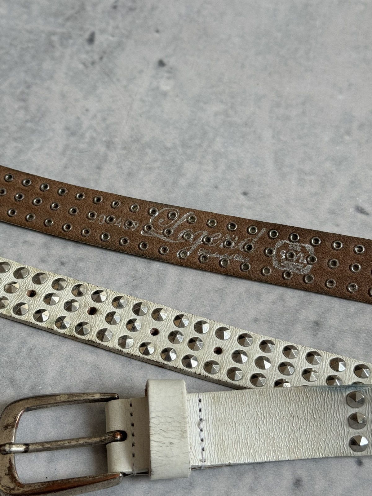Vintage 00s Avant Garde stones Y2K Japanese style unisex leater belt Size ONE SIZE - 6 Thumbnail