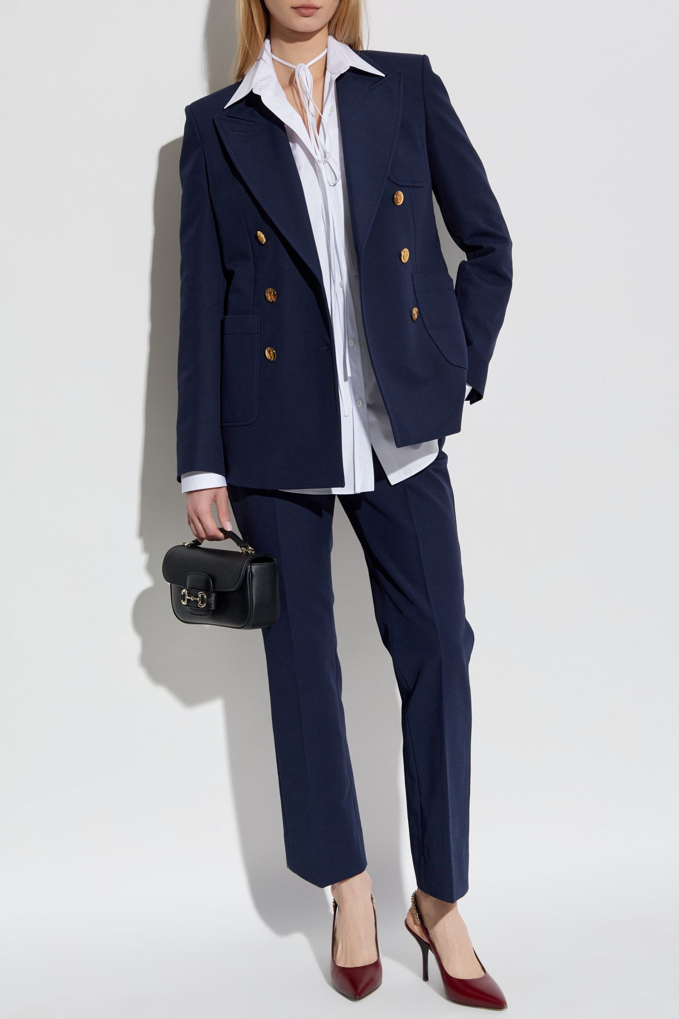 Gucci o1la5ras0526 Cotton Pants With Embroidery in Navy Blue Size 26" / US 2 / IT 38 - 2 Thumbnail