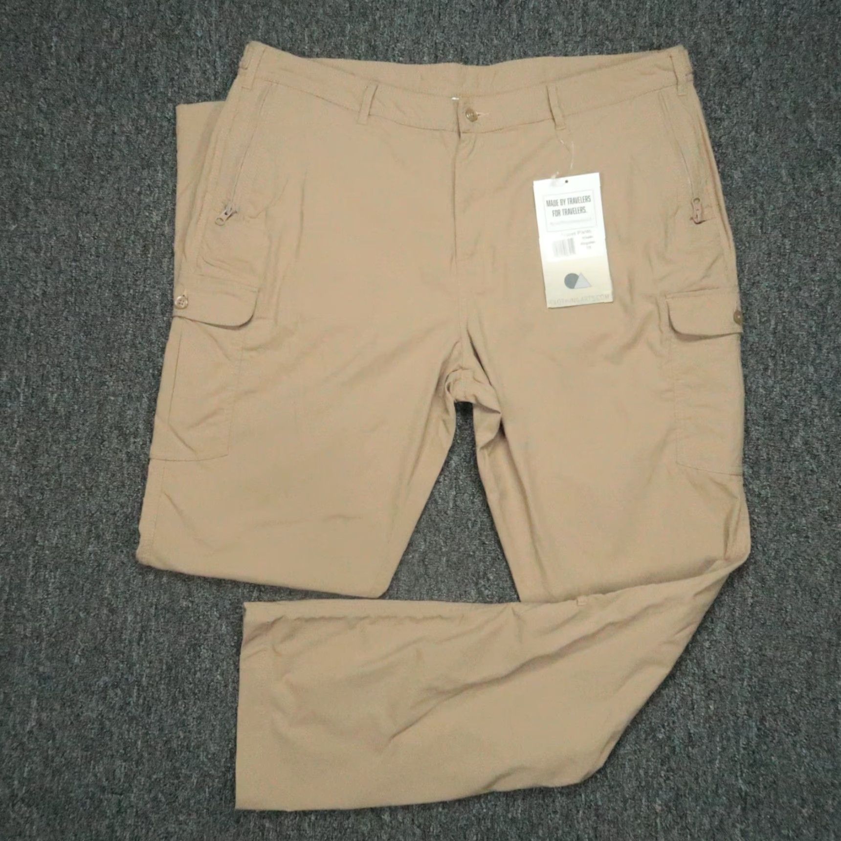 Vintage Clothing Arts Pants Womens 18 Khaki Tan Travel Hiking Outdoor Cargo Pockets Stretch Beige Beige? Size 40" / US 18 - 2 Thumbnail