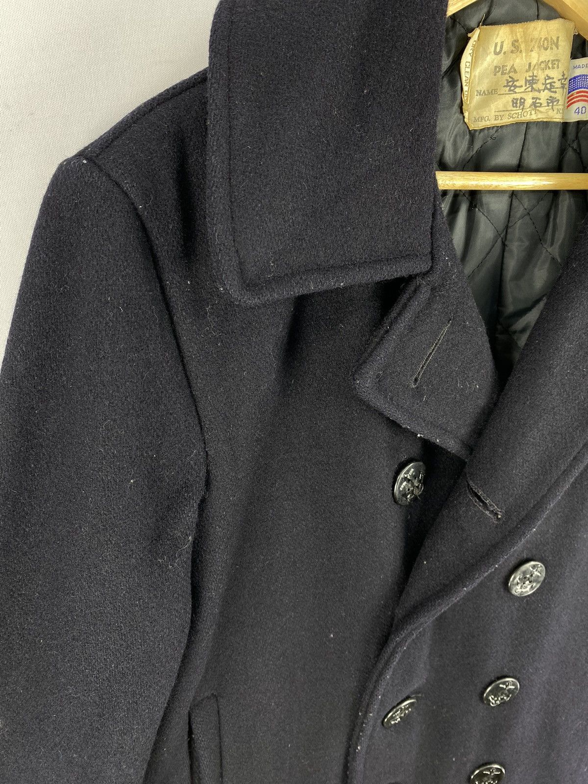 Schott Vintage 80’s US Navy Wool Pea Coat Jacket By Schott NYC Size US M / EU 48-50 / 2 - 2 Thumbnail