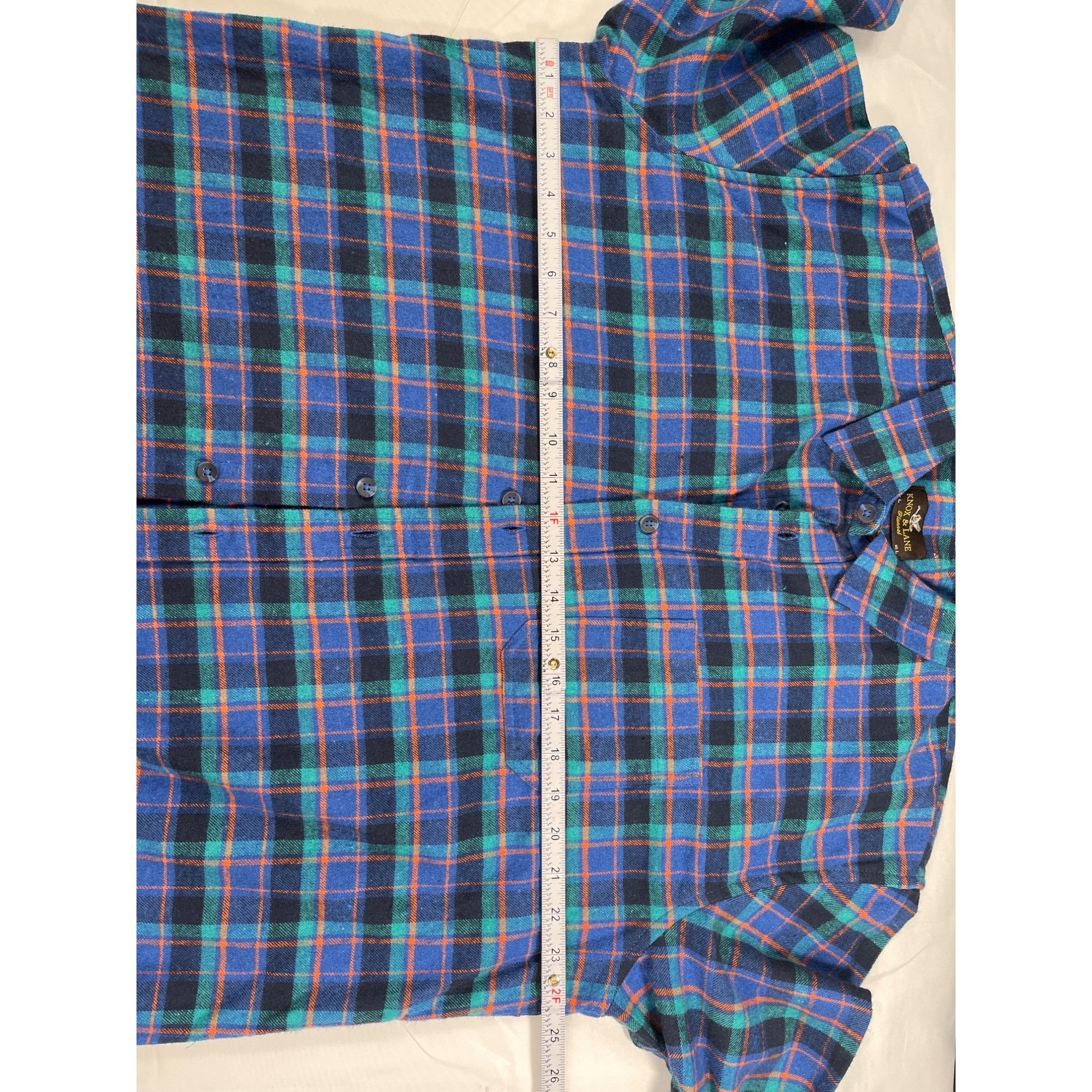 Designer Knox And Lane SKU 7584 Mens Flannel Plaid Shirt Blue and Gre Size US L / EU 52-54 / 3 - 3 Thumbnail