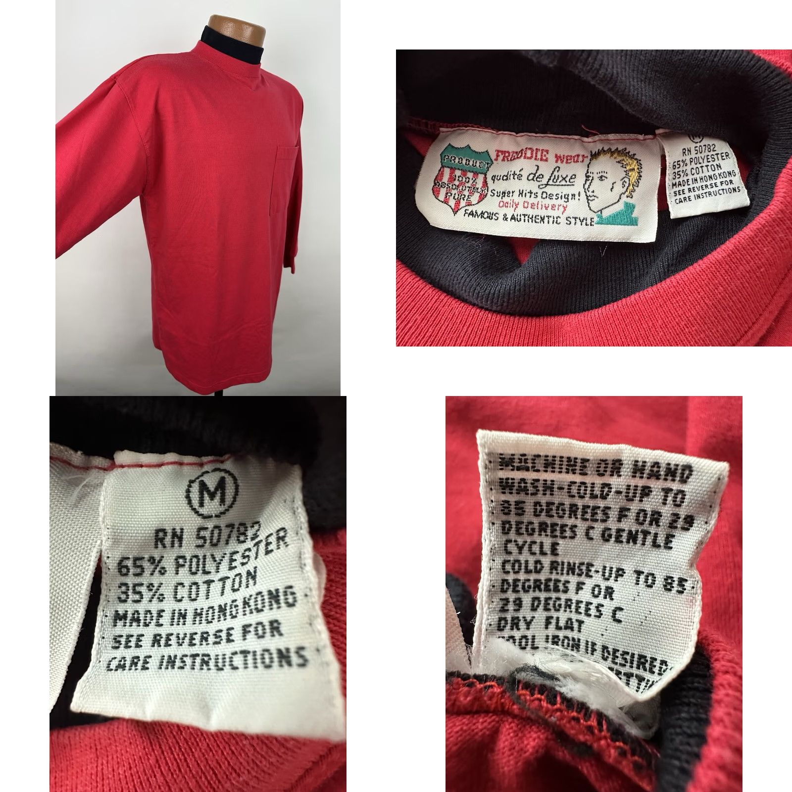 Vintage VINTAGE Freddie Wear Shirt Mens Medium Red Mock Neck Long Sleeve Pocket 80s 90s Retro Grunge - Size US M / EU 48-50 / 2 - 9 Thumbnail