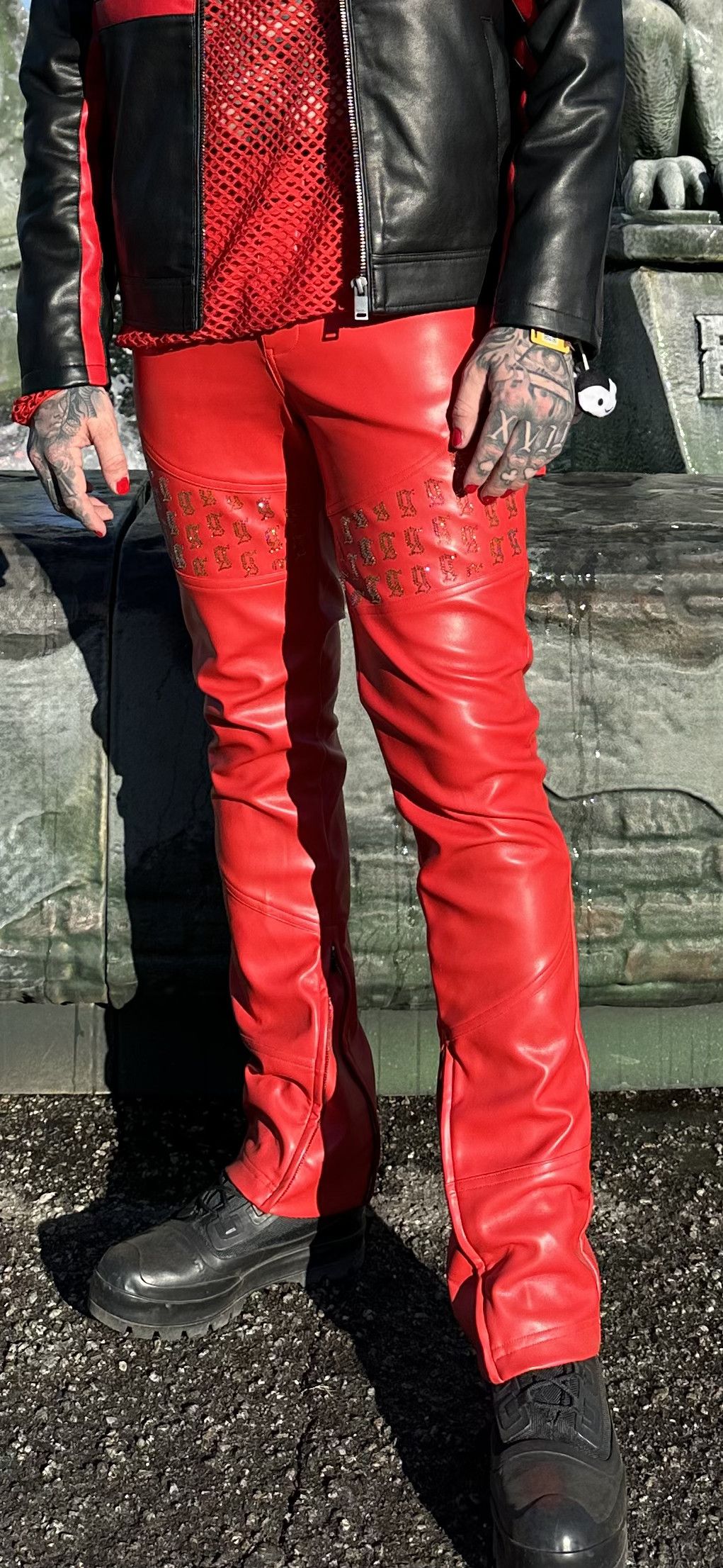 GUAPI / BLOOD RED HELL DRAGGER LEATHER PANT | PLUG