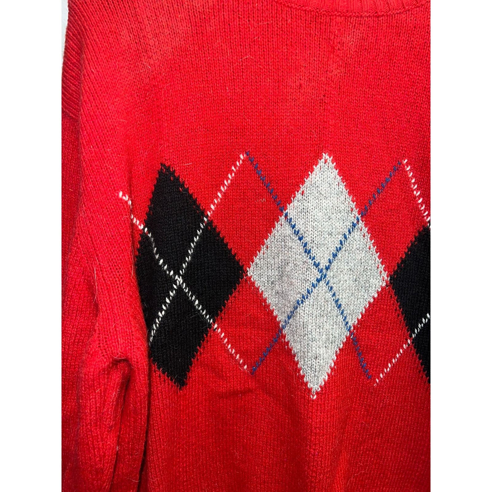 Vintage Vintage Red Wool Sweater Knights Bridge Italy Made Pullover Size US L / EU 52-54 / 3 - 3 Thumbnail