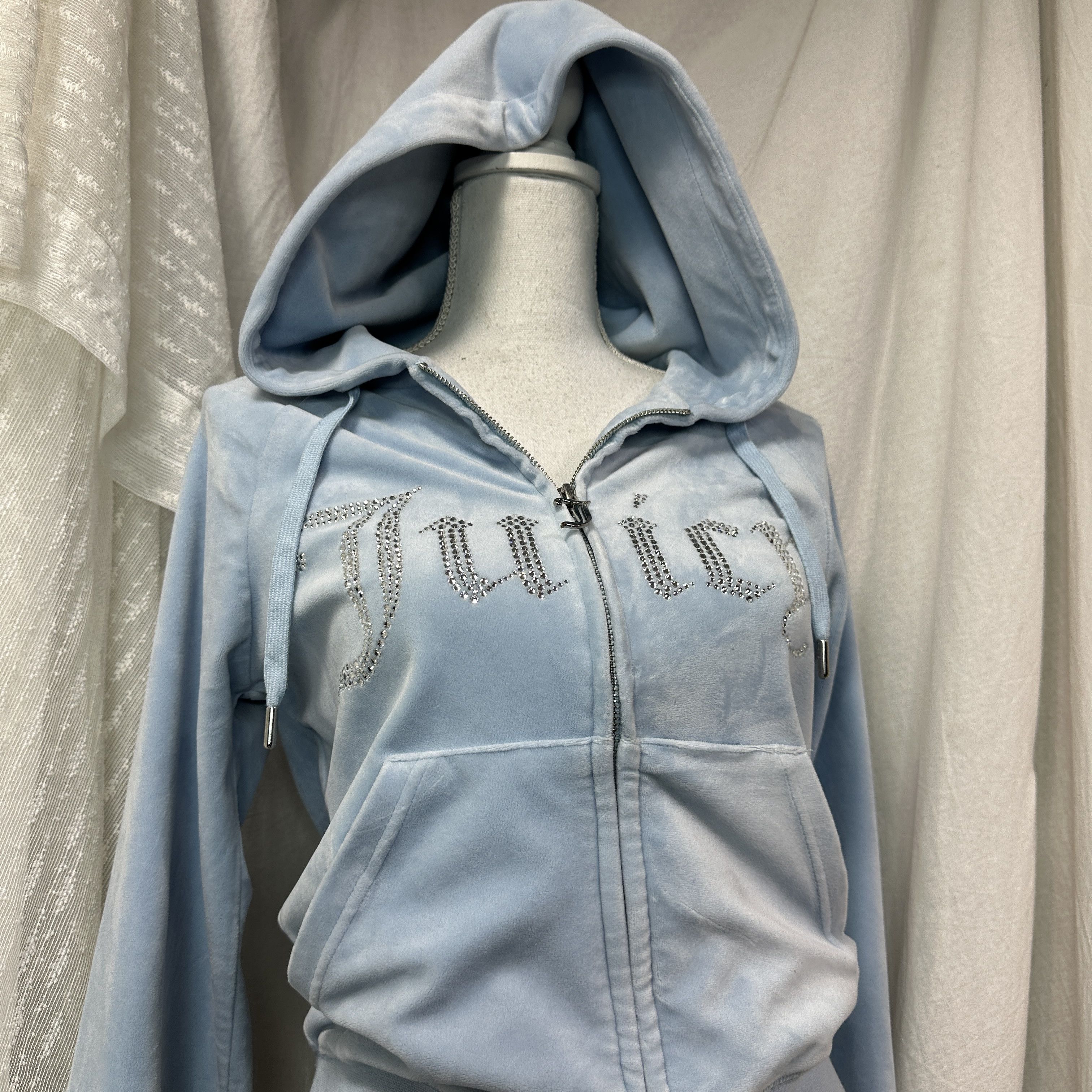 Juicy Couture Vintage Velvet Baby Blue Juicy Couture Zip Hoodie Y2K Size S / US 4 / IT 40 - 7 Thumbnail