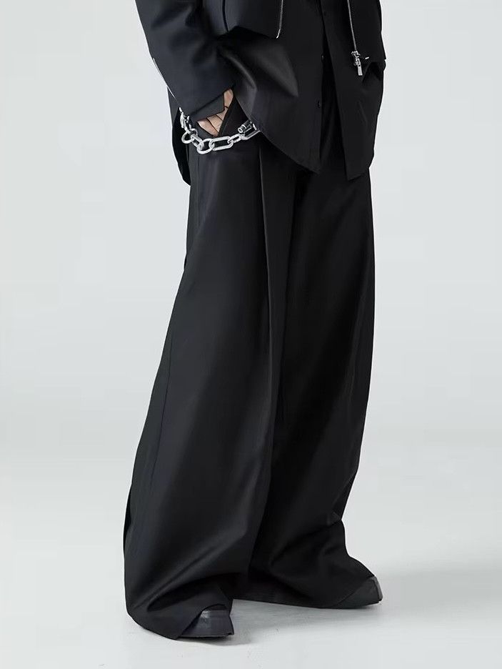 Jean × Vintage Soft Black Pleated Wide Leg Polyester Pant Size US 33 - 2 Thumbnail