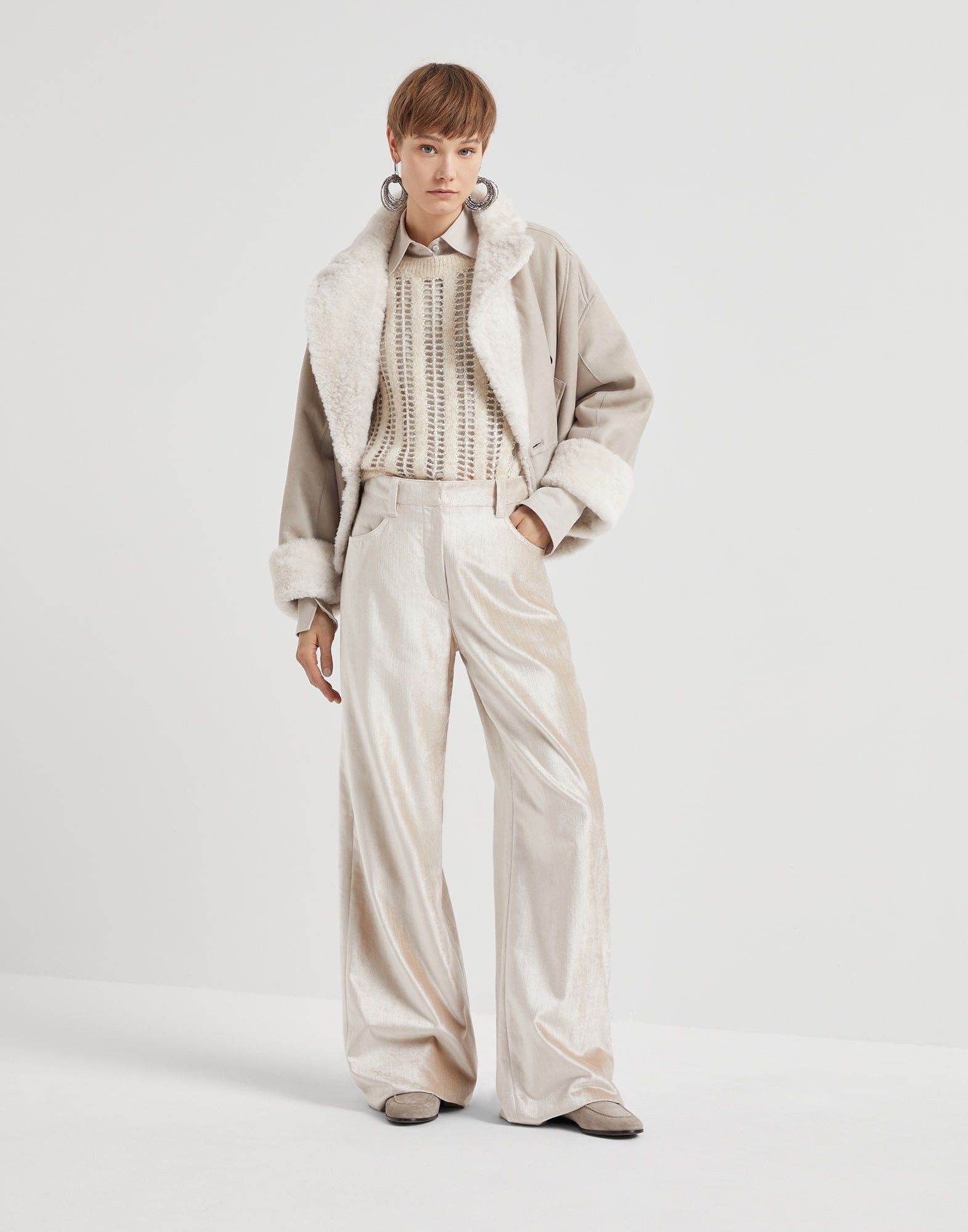 Brunello Cucinelli o1la1rc1a1025 Fur Jacket in Beige Size XL / US 12-14 / IT 48-50 - 5 Thumbnail