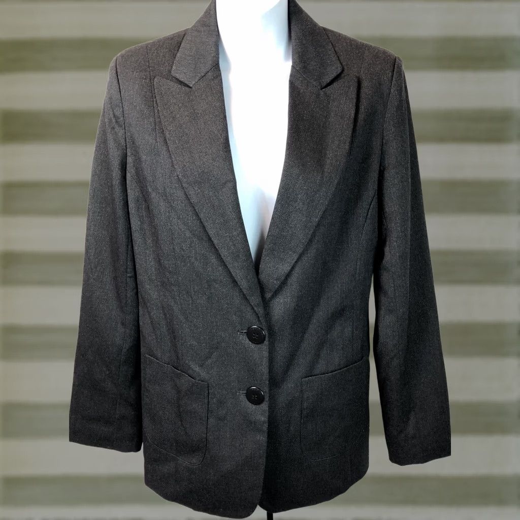 Vintage NWT Tracy Evans Blazer Jacket S Charcoal Career Stretch Lined 2 Button Pockets Size S / US 4 / IT 40 - 1 Thumbnail
