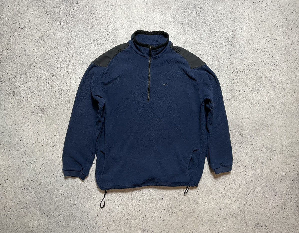 Nike × Vintage Vintage Fleece 1/4 Zip Pullover Nike Y2K Drill Swoosh Size US XXL / EU 58 / 5 - 1 Thumbnail