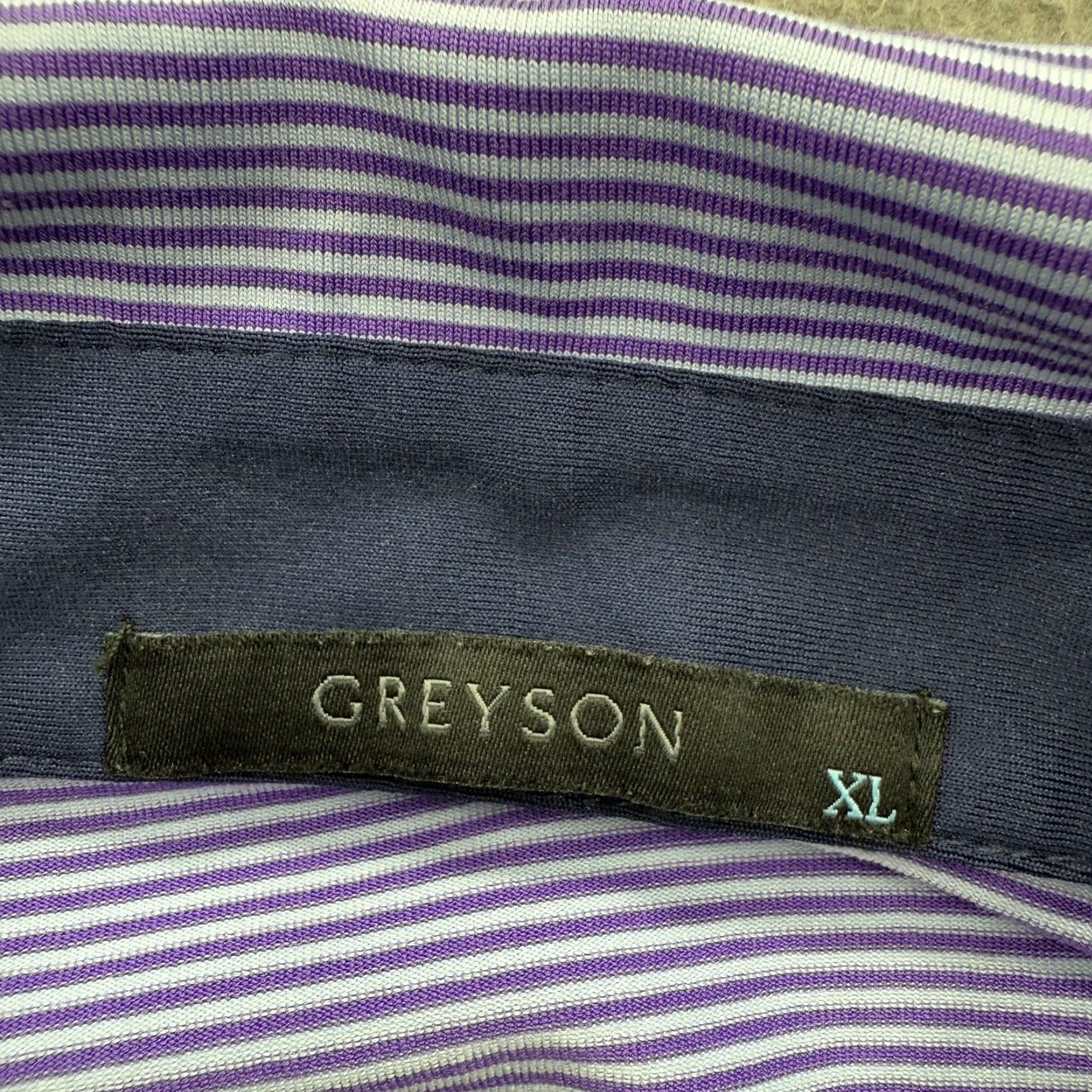 Vintage Greyson Polo Mens XL Purple Striped Collared Preppy Golf Golfing Performance Size US XL / EU 56 / 4 - 4 Thumbnail