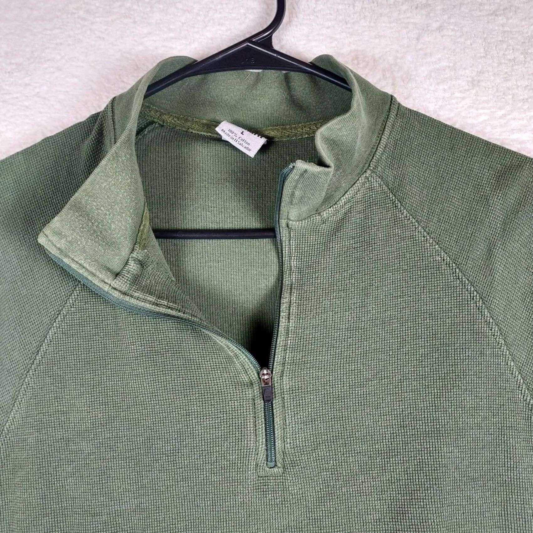 Carhartt Carhartt Waffle Knit Quarter Zip Pullover Sweatshirt Green 100% Cotton Men’s L Size US L / EU 52-54 / 3 - 3 Thumbnail