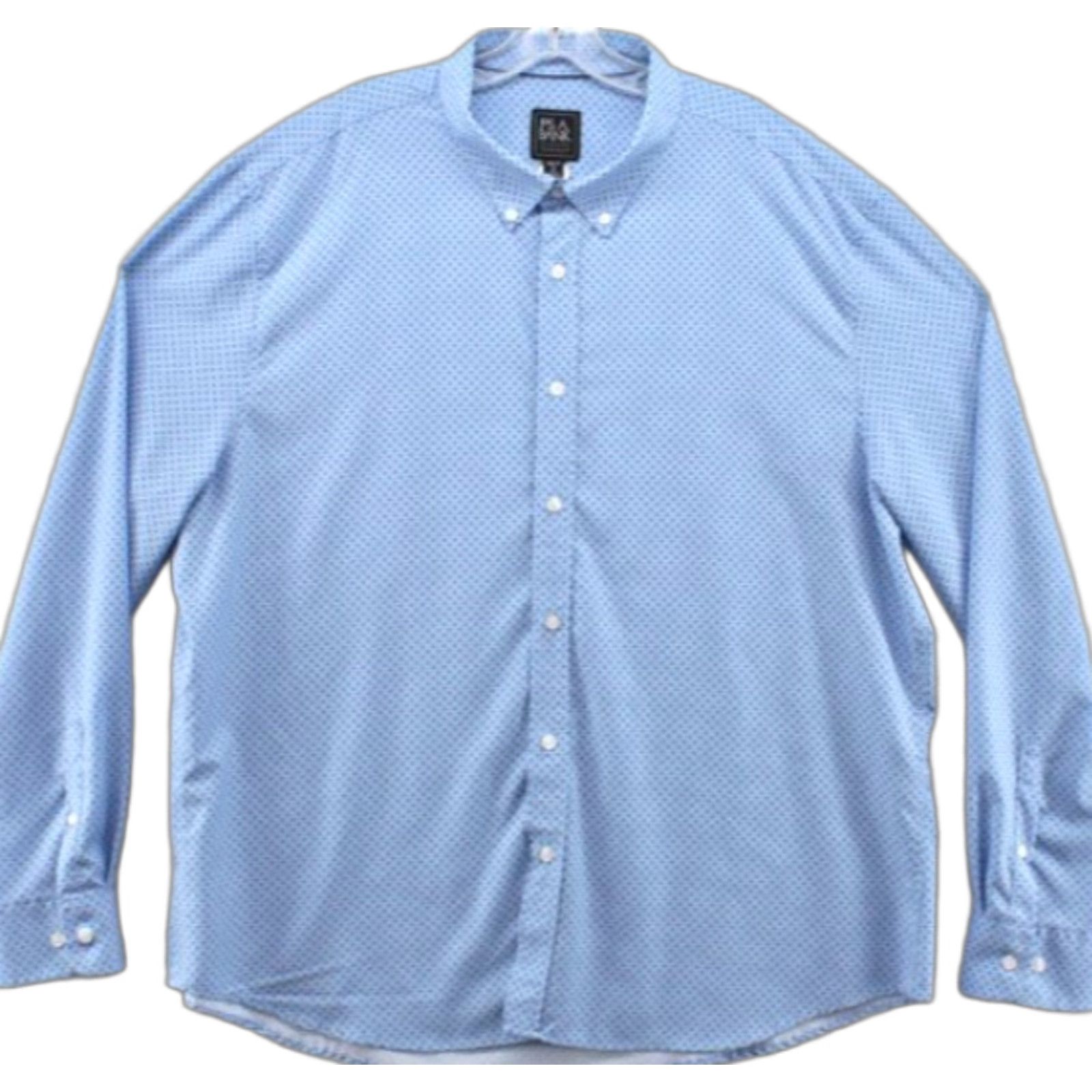 Jos. A. Bank Jos A Bank Travelers Shirt Slim Fit 2XL Men's Blue Geometric Poly Blend Button-Up Shirt Geometric Size US XXL / EU 58 / 5 - 1 Thumbnail