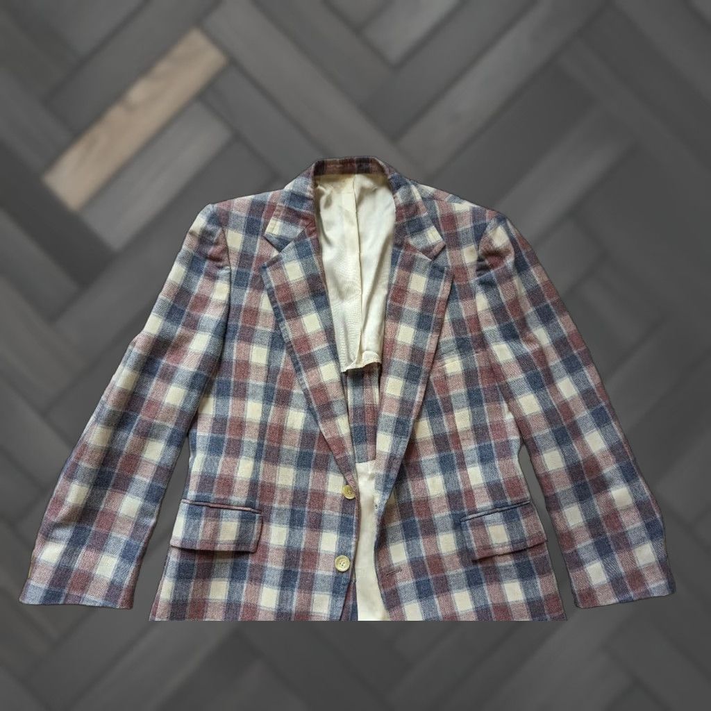 Vintage VINTAGE USA MADE PREPPY PLAID CHECK 40S BLAZER FLANNEL WOOL KENTUCKY DERBY MEN 40S Blazer Size 40R - 1 Thumbnail