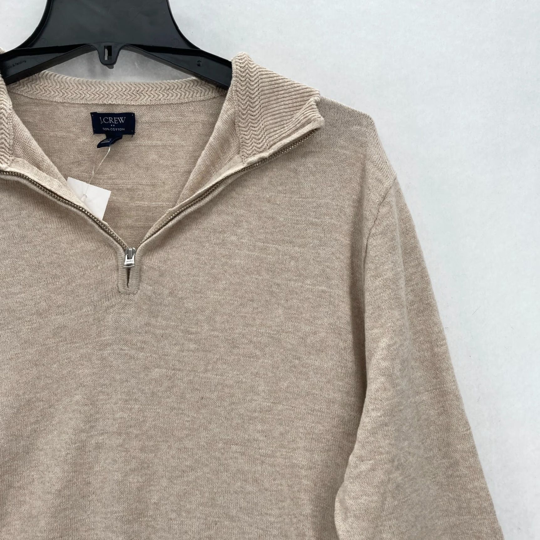 J.Crew J.CREW Raglan Half-Zip Sweater Mens Large Beige Mock Neck Long Sleeve Preppy NWT Size US L / EU 52-54 / 3 - 2 Thumbnail